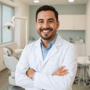 Professional dentist in Tijuana in a modern dental clinic.